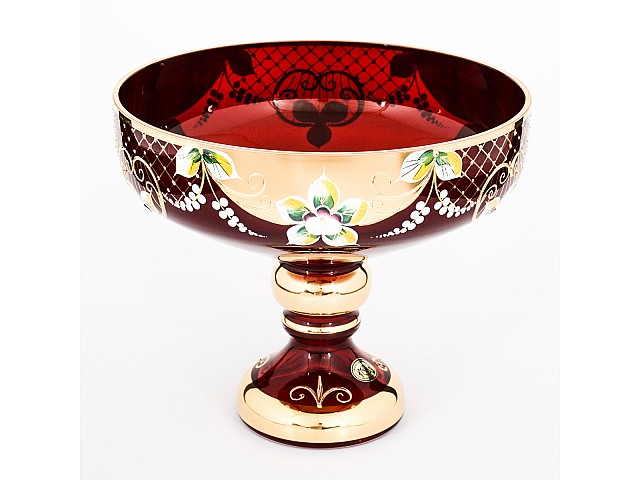 Конфетница Лепка красная И-В Bohemia Crystal 20 см