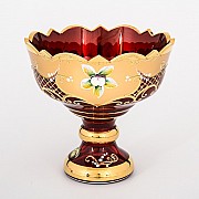 Конфетница Лепка красная И-В золото Bohemia Crystal 16 см