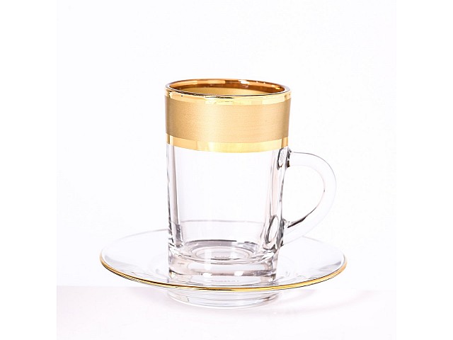 Набор кофейных пар Матовая полоса золото