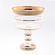 Конфетница на ножке прозрачная с золотом 13 см Star Crystal