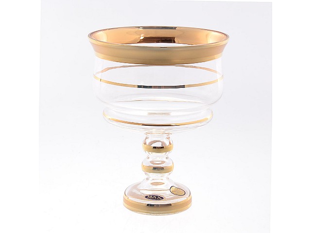 Конфетница на ножке прозрачная с золотом 13 см Star Crystal