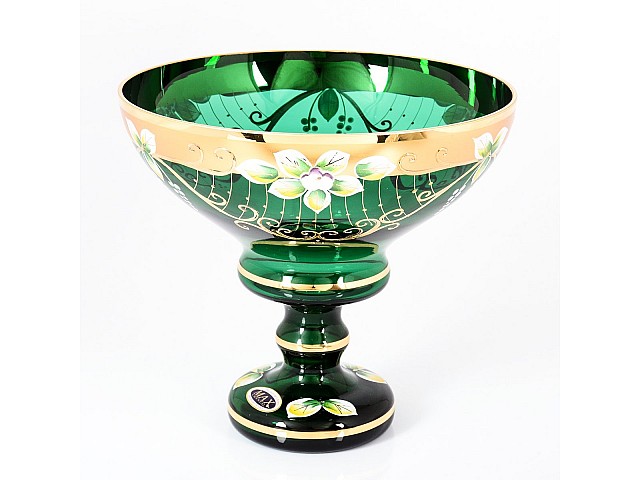 Конфетница 20 см зеленая Star Crystal 28090