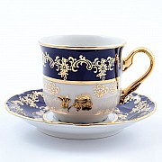 Набор мокко кофейных пар Thun Констанция Золотая роза Кобальт 7635400