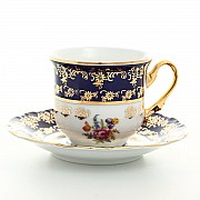 Набор кофейных пар 160 мл Констанция Кобальт Полевой цветок (6 пар)