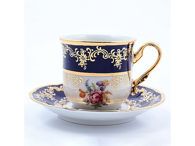 Набор мокко кофейных пар Констанция Кобальт Полевой цветок Thun