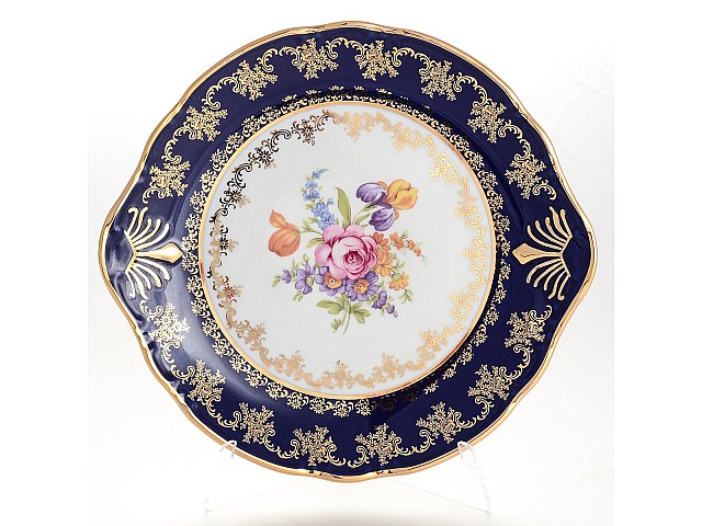 Тарелка для торта Констанция Кобальт Полевой цветок Thun 27 см