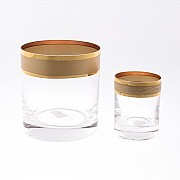 Набор стаканов для виски 6 шт и стопок для водки 60 мл 6 шт Матовая полоса B-G фон Bohemia Crystal