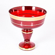 Ваза для конфет красная отводка золото Star Crystal 20 см 30437