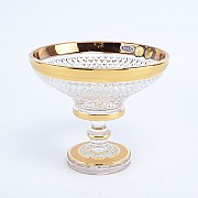 Конфетница 15 см на ножке Max Crystal Золото Bohemia Квадратики