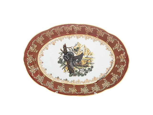 Блюдо овальное 33 см Охота красная Корона
