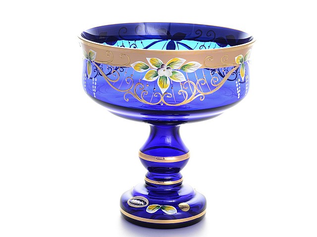 Конфетница Лепка синяя Star Crystal 20 см 30659