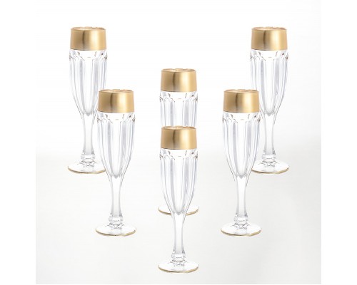 Набор фужеров для шампанского 150 мл Сафари голд матовые Crystalate Bohemia Набор фужеров для шампанского 150 мл Сафари голд матовые Crystalate Bohemia