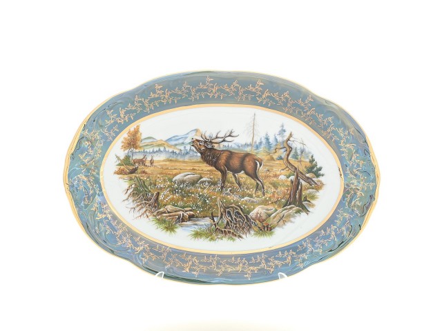 Блюдо овальное 33 см Охота Зеленая Sterne porcelan Блюдо овальное 33 см Охота Зеленая Sterne porcelan