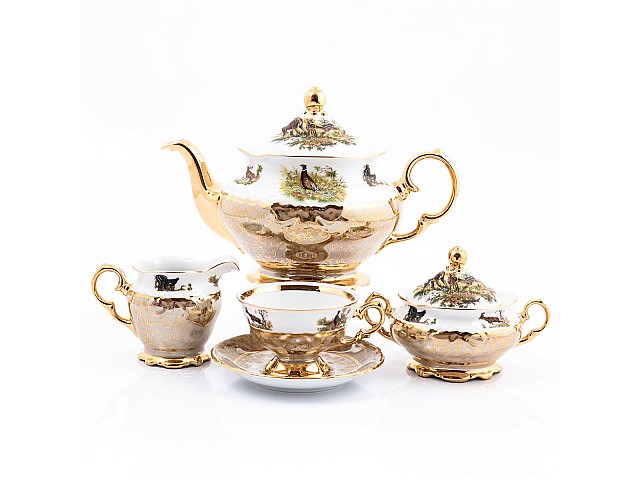 Чайный сервиз Охота Бежевая Sterne porcelan на 6 персон