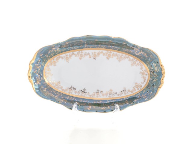 Блюдо овальное 24 см Зеленый лист Sterne porcelan