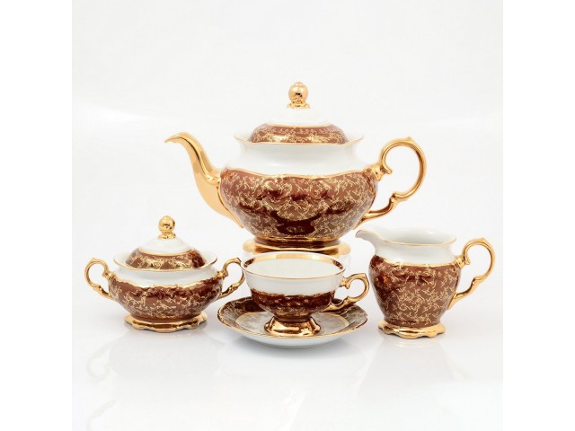 Чайный сервиз Красный лист Sterne porcelan на 6 персон