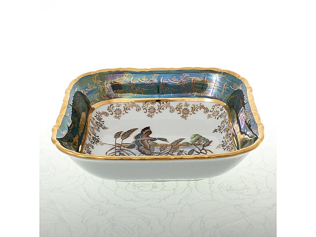 Салатник квадратный 16 см Охота Зеленая Sterne porcelan