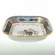 Салатник квадратный 25 см Охота Зеленая Sterne porcelan