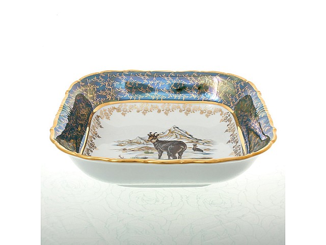 Салатник квадратный 25 см Охота Зеленая Sterne porcelan