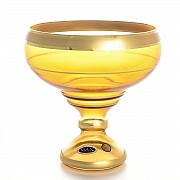 Конфетница 20 см Star Crystal Золотые полосы желтая