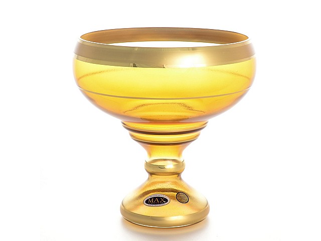 Конфетница 20 см Star Crystal Золотые полосы желтая