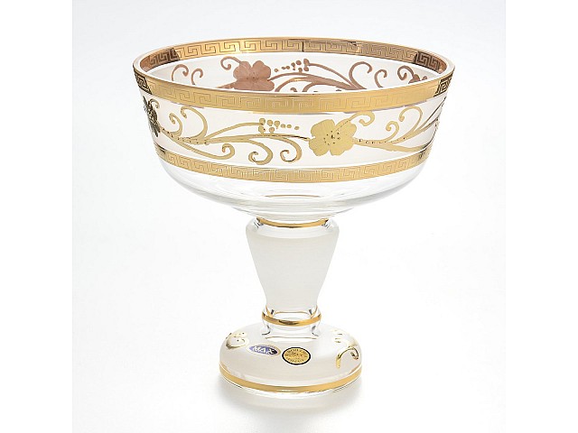 Конфетница Золотые цветы белая 16 см Star Crystal