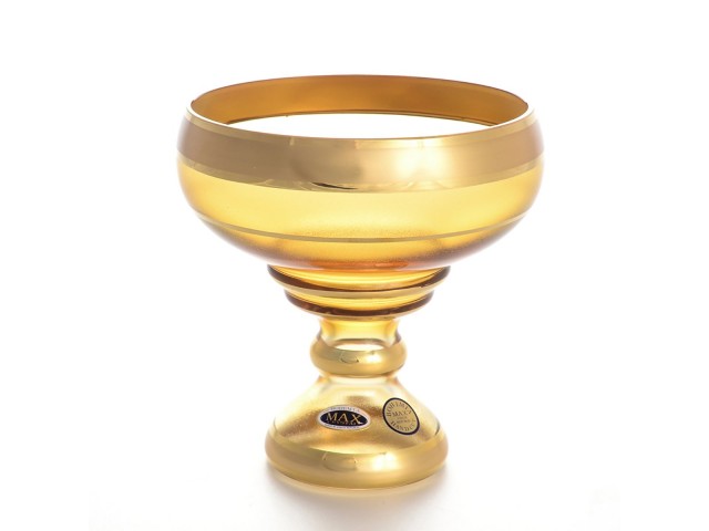 Конфетница 13 см Star Crystal золотые полосы желтая