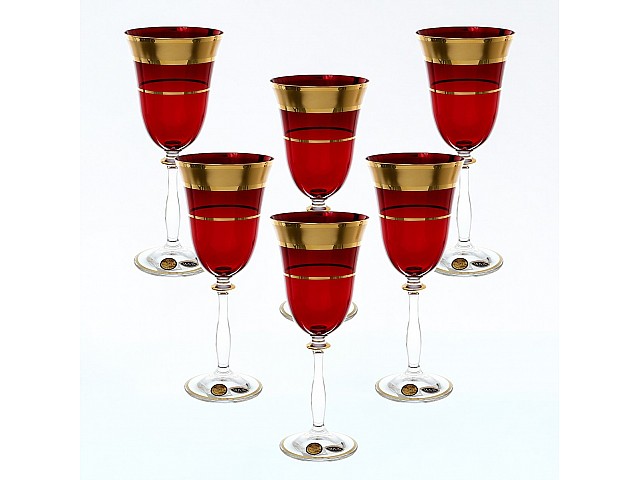 Набор бокалов для вина Star Crystal Смальта Анжела Красный 250мл 6 шт