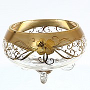 Тройножка конфетница 13 см Золотые цветы Star Crystal