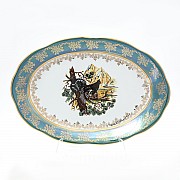 Блюдо овальное 32 см Охота зеленая Корона