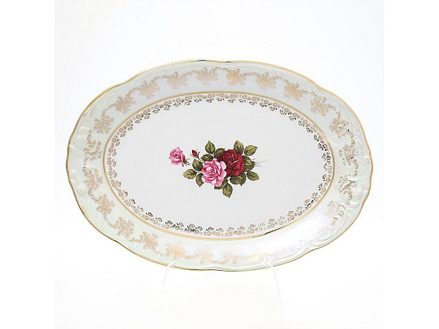 Блюдо овальное 38 см Фредерика Роза перламутр