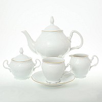Чайный сервиз на 6 персон 15 предметов Бернадотт Белый узор (бочка)