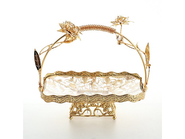 Фруктовница с ручкой Ажурная прямоугольная