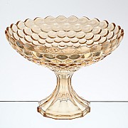 Фруктовница на рифленой ножке Бежевое стекло