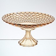 Фруктовница на ножке Бежевое стекло