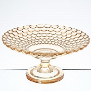 Фруктовница на ножке широкая Бежевое стекло