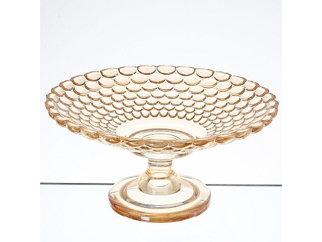 Фруктовница на ножке широкая Бежевое стекло