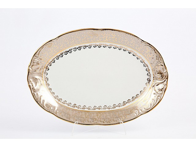 Блюдо овальное 39 см Фредерика Лист Бежевый
