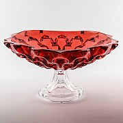 Фруктовница на ножке 35 см красная SAMBA BOHEMIA TREASURY