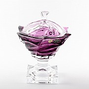 Конфетница на ножке с крышкой 25 см фиолетовая Flamenco BOHEMIA TREASURY