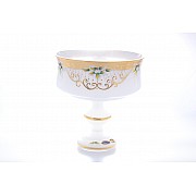 Фруктовница на ножке Star Crystal Лепка белая прямая чаша 26см