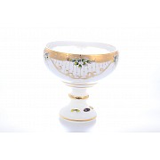 Фруктовница на ножке Star Crystal Лепка белая круглая чаша 26см