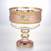 Фруктовница Bohemia Star Crystal Розовая Золотые цветы 20 см