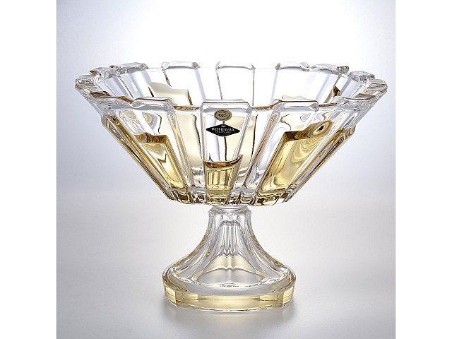 Фруктовница на ножке 31 см AMBER PANELS BOHEMIA TREASURY