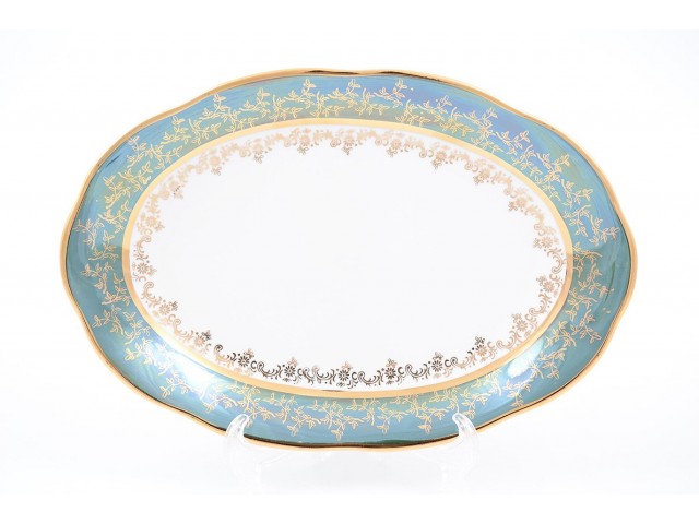 Блюдо овальное 32 см Зеленый лист Sterne porcelan