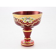 Конфетница на ножке Лепка красная Star Crystal 13 см