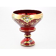 Конфетница Красная с золотом Star Crystal 20 см