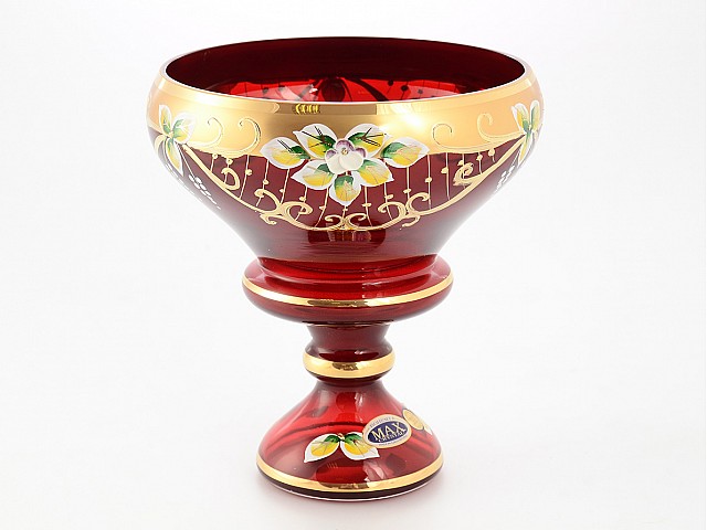 Конфетница Красная с золотом Star Crystal 20 см