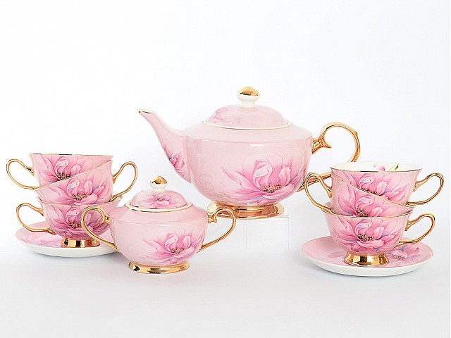 Чайный сервиз Розовый фарфор Royal Classics на 6 персон 14 предметов