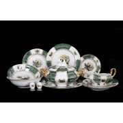 Столовый сервиз Охота Зеленая Барокко Royal Czech Porcelain на 6 персон